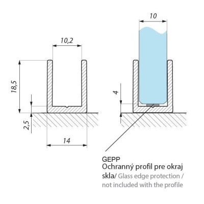 FIXSG10-3000AX - U Profil pro sklo