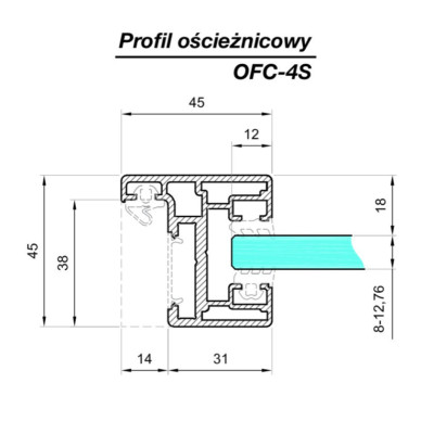 OFC-4S-B Profil rámu sklo-sklo typu H