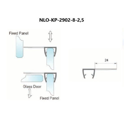 NLO-KP-2902-8-2,5-B - Tesnenie na sklo 8mm