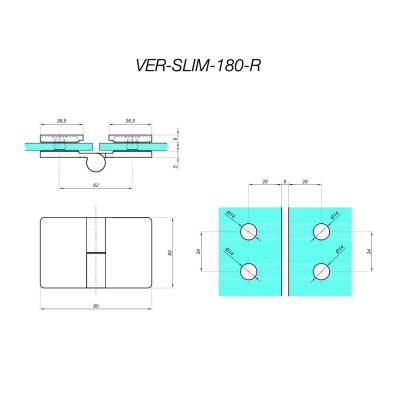 VER-SLIM-180-R-B - Zvedací závěs