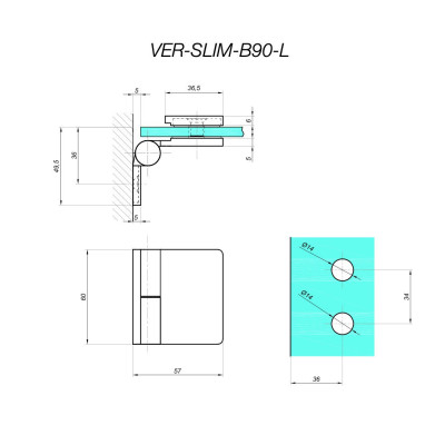 VER-SLIM-B90-L-B - Zvedací závěs