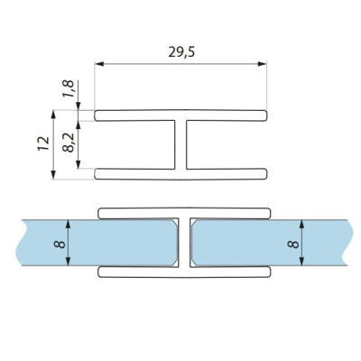 FIXSGH08-2300AX - Spojovací profil "H" sklo-sklo 180°