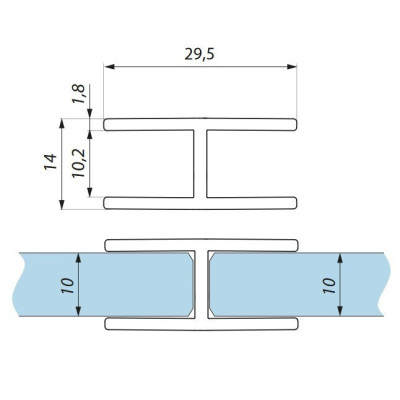 FIXSGH10-2300AX - Spojovací profil "H" sklo-sklo 180°