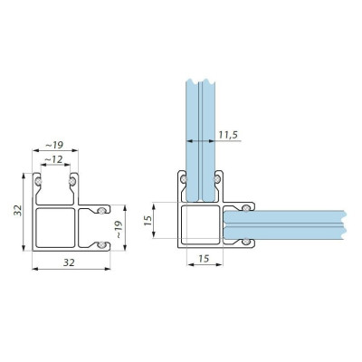 FIXL11-SET3000AX - Spojovací profil "L" sklo - sklo 90°