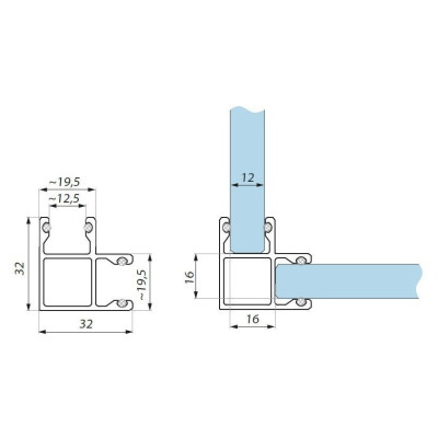 FIXL12-SET3000NABL - Spojovací profil "l" sklo - sklo 90° FIXL12-SET3000NABL - Spojovací profil "l" sklo - sklo 90°