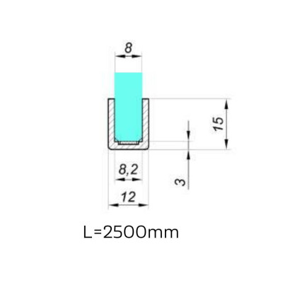 CS-1512-2500-B - Rámový profil pro loft dveře