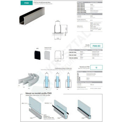 FIXD-2300PC - U Profil na sklo