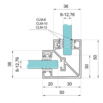 CLM5050903000B - Rohový profil 50x50 3m