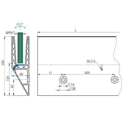 BM0011RSPXL6000OF - Y-profil pre sklenené zábradlia