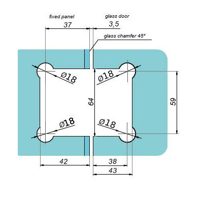 VER-BJ-135-1 - Záves SKLO-SKLO 135°