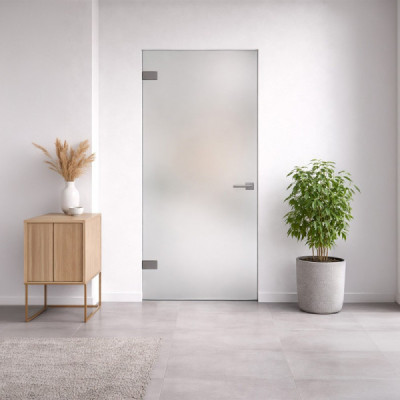 Sklo 10mm matné na dvere s výrezmi pre pánty – 900 x 2382 mm