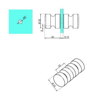 NLO-GL-2801-G - Madlo na dvere ø32