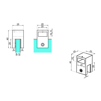 NTKSQ816-G - Úchyt profil-sklo otvorený 90°
