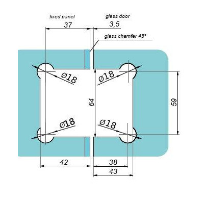 VER-BJ-135-G - Záves sklo-sklo 90°