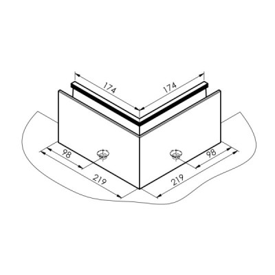 BM0004R701690IN - Vonkajší rohový profil pre sklenené zábradlia RAL7016